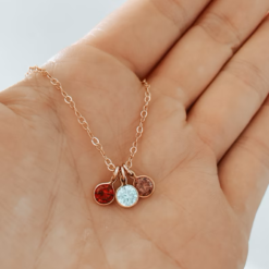 Birthstone necklace with three pendants